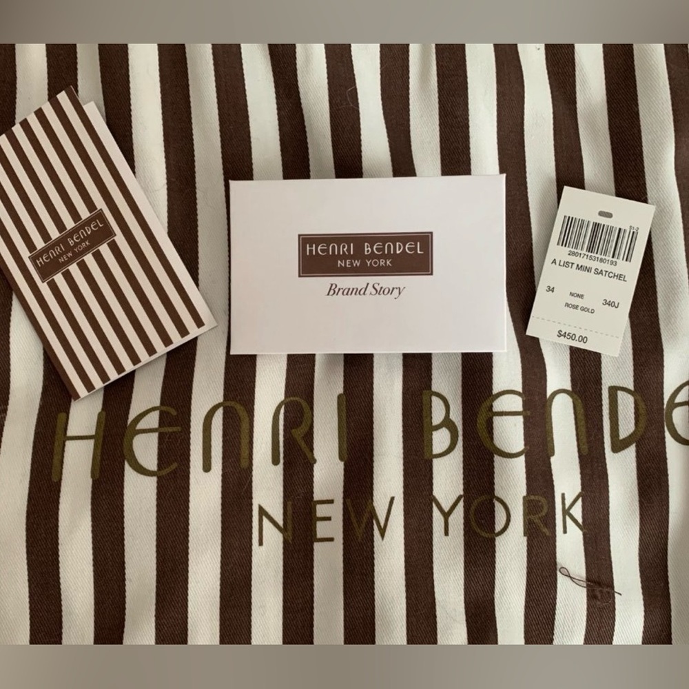 Henri Bendel A-List Rose Gold Metallic Snake Embossed Mini Satchel. - Picture 7 of 8